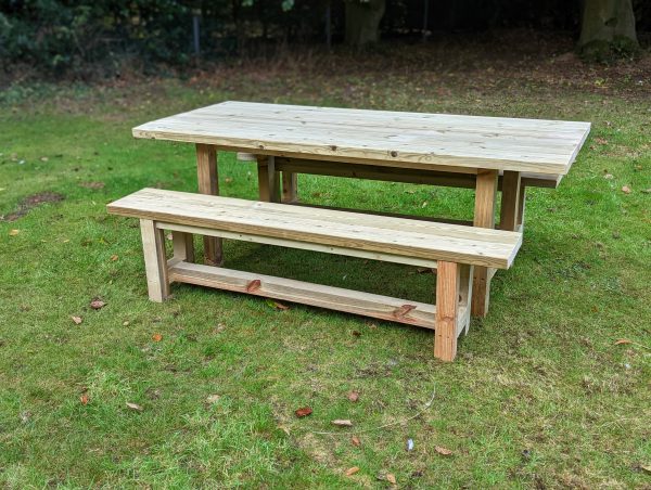 Outdoor table and benches - Image 5